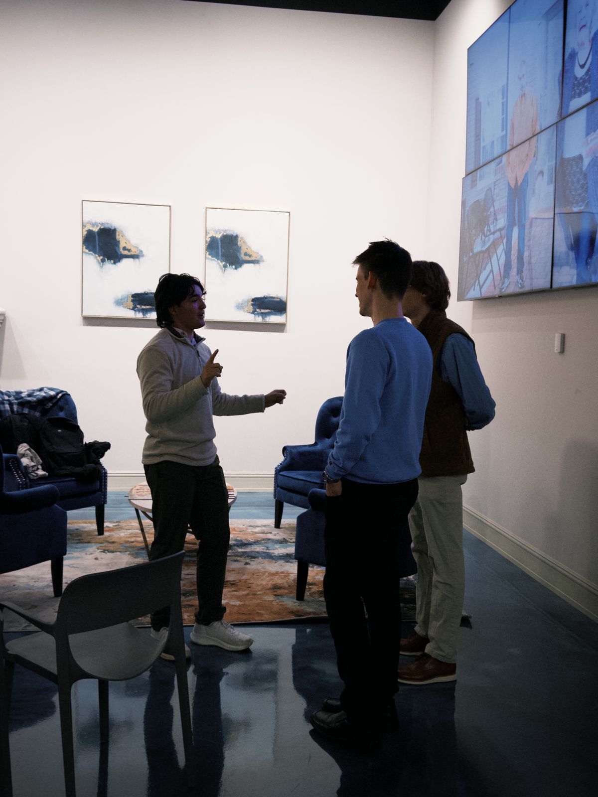 Members in conversation after a gathering